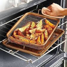 2 PCS COPPER CRISPER NON-STICK OVEN MESH BAKING TRAY CHIPS CRISP