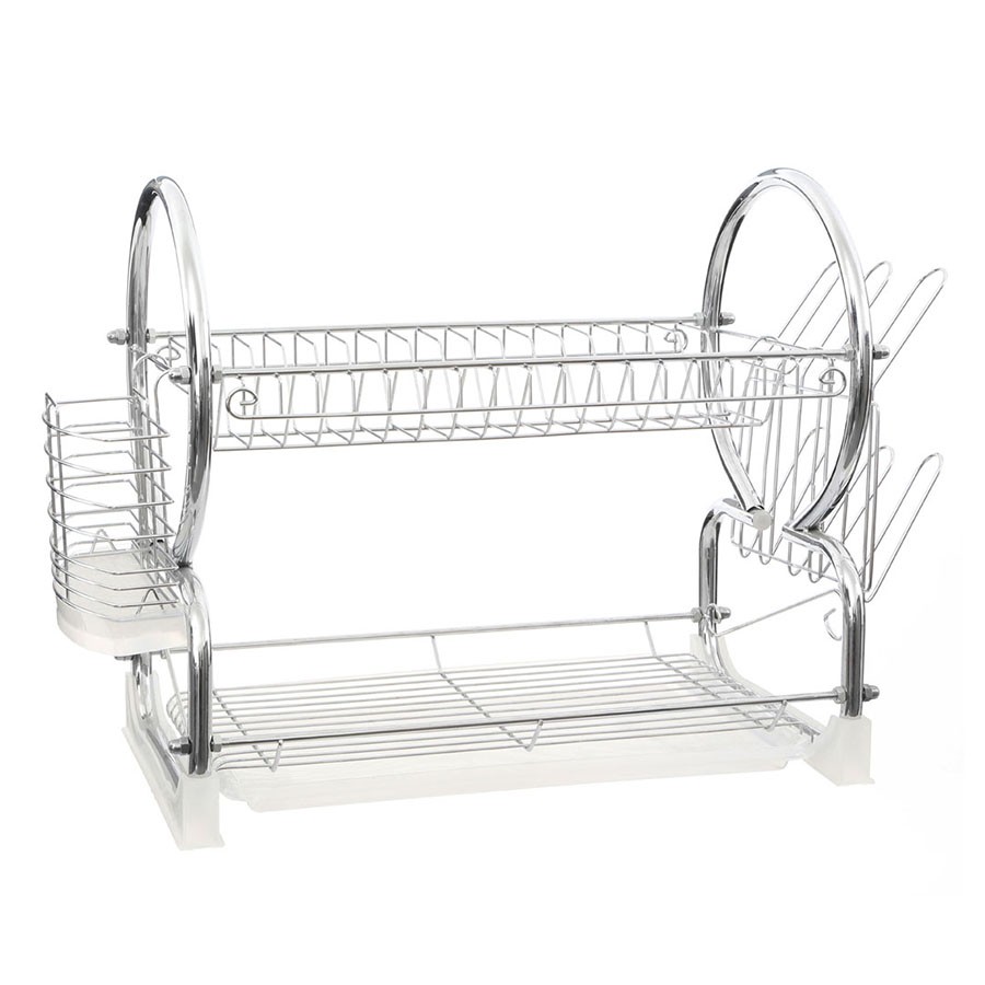 2 Tier Chrome Dish Drainer and Cutlery Holder