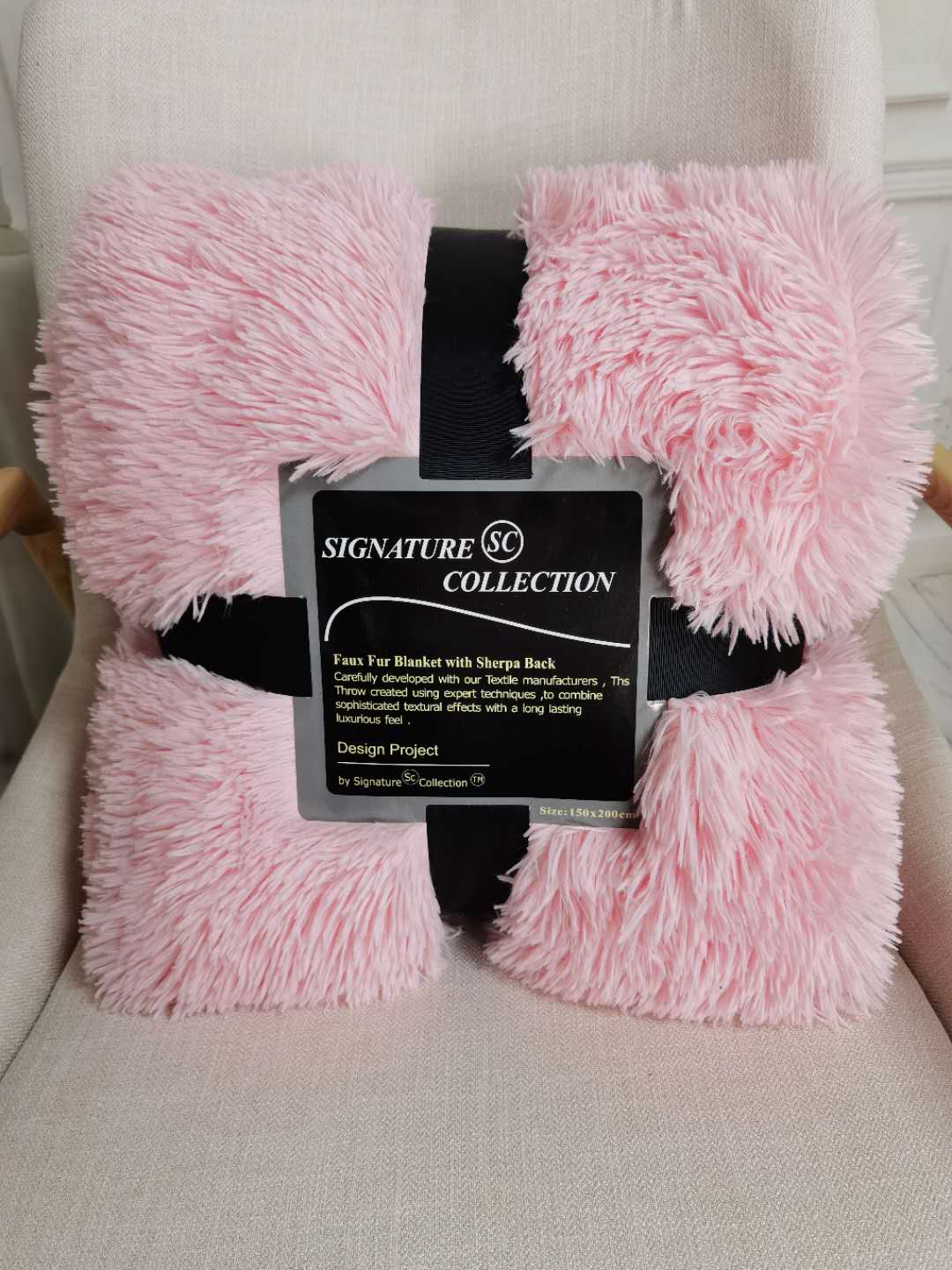 Baby Pink Luxury Super Soft Fluffy Fur Throw Blanket Large Sofa Bed