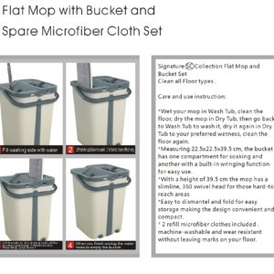 Floor Flat Mop Wash Dry Bucket Microfiber