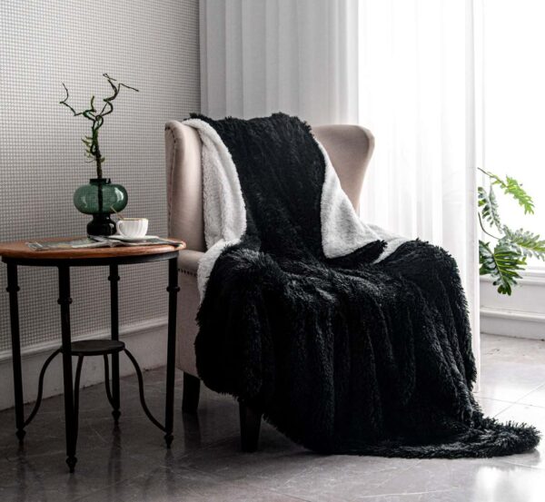 Sherpa wool faux fur throw blanket living room cozy bedroom decoration Christmas birthday gift