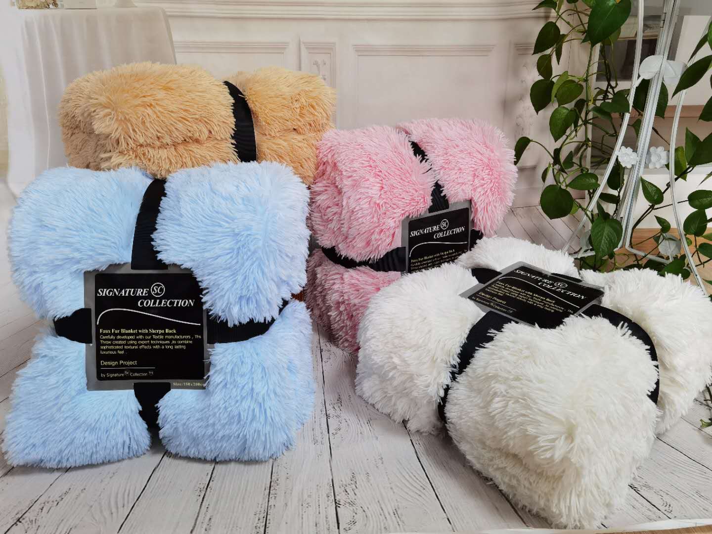 Baby Pink Luxury Super Soft Fluffy Fur Throw Blanket Large Sofa Bed