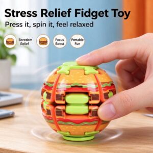Alternative view of Hamburger Shape Fidget Spinner Ball, Glowing Colorful Lights, Stress Reliever