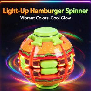 Hamburger Shape Fidget Spinner Ball, Glowing Colorful Lights, Stress Reliever